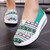 Green art pattern canvas slip on rocker bottom shoe 02