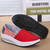 Red flag pattern canvas slip on rocker bottom shoe 16