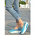 Blue weave check pattern slip on rocker bottom shoe 1359 03