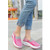 Pink weave check pattern slip on rocker bottom shoe 1359 04