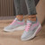 Women's grey pink pattern print winter leather rocker bottom shoe 12