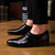 Men's black pleated business leather slip on dress shoe 02