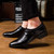 Men's black pleated business leather slip on dress shoe 05