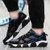 Black blue pattern print leather lace up shoe sneaker 02