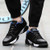 Black blue pattern print leather lace up shoe sneaker 08