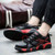 Black red pattern print leather lace up shoe sneaker 06