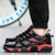 Black red pattern print leather lace up shoe sneaker 05