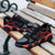 Black red pattern print leather lace up shoe sneaker 11