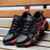 Black red pattern print leather lace up shoe sneaker 10