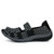 Black knitted check pattern leather slip on shoe sandal 12