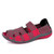 Red knitted check pattern leather slip on shoe sandal 01
