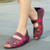 Red knitted check pattern leather slip on shoe sandal 02