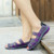 Purple knitted check pattern leather slip on shoe sandal 08