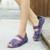 Purple knitted check pattern leather slip on shoe sandal 09