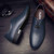 Blue metal design slip on leather oxford dress shoe 09