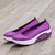 Purple polka dot low cut slip on rocker bottom shoe sneaker 10