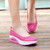 Rose red check pattern low cut slip on rocker bottom shoe sneaker 03