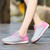 Grey pink pattern casual lace up shoe sneaker 04