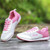 White pink pattern casual lace up shoe sneaker 06