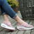 Pink weave check slip on rocker bottom shoe sneaker 03
