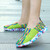 Green multi color weave pattern slip on shoe sneaker 04