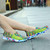 Green multi color weave pattern slip on shoe sneaker 08