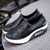 Black leather slip on rocker bottom shoe sneaker 1758 13