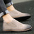 Grey retro leather urban slip on dress shoe 09