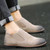 Grey retro leather urban slip on dress shoe 08