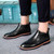 Black leather Brogue slip on dress shoe boot 03