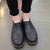 Black retro leather casual slip on dress shoe 03