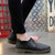 Black retro leather casual slip on dress shoe 09