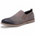 Grey retro leather slip on dress shoe 01