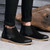 Black retro leather slip on dress shoe boot 04