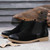 Black retro leather slip on dress shoe boot 06