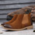 Brown retro leather slip on dress shoe boot 06