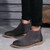 Grey retro leather slip on dress shoe boot 03