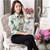 Green floral pattern print long sleeve button shirt 06