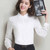 White lace stripe long sleeve point collar cotton shirt 02