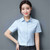 Blue simple plain color short sleeve cotton shirt 02
