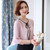 Pink V neck lace tie pullover mid sleeve shirt blouse 02