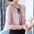 Pink V neck lace tie pullover mid sleeve shirt blouse 12