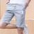 Grey short casual label print elastic waist 07