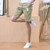 Khaki short casual label print elastic waist 13