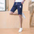 Navy short casual label print elastic waist 14