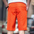 Orange short casual label print elastic waist 08