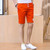 Orange short casual label print elastic waist 1007 12