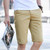 Khaki short casual plain color zip fly 01