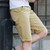 Khaki short casual plain color zip fly 03