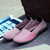 Pink check weave low cut slip on shoe sneaker 14